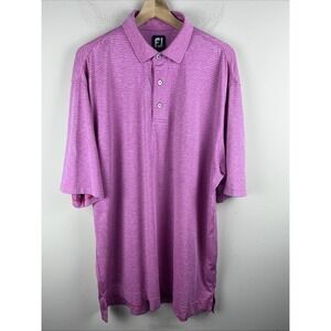 FootJoy Men's XL Pink Blue Stripe Golf Polo Short Sleeve Performance Shirt